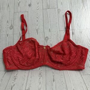 Natori Bella Convertible Balconette Bra 714181 Red Lace Unlined Size 36C